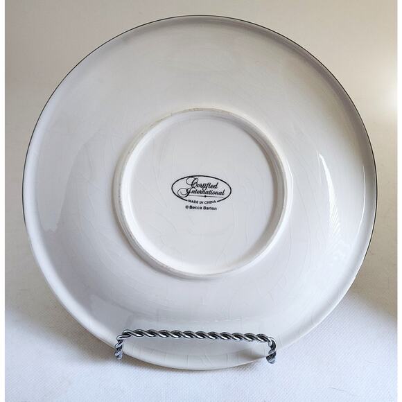 PLATES-SALAD/DESSERT-Certified Int'l-Becca Barton-Black Cream-Christmas Tree - Picture 6 of 8